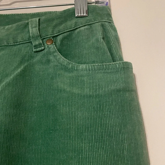 Y2K 2008 Leon Levin Weekend Kelly Green Wide Leg Corduroy Pants Size 8 - Picture 5 of 12